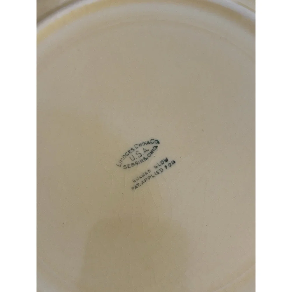 RARE Antique 1920 Limoges‎ China Company Golden Glow Cake Plate with Cover